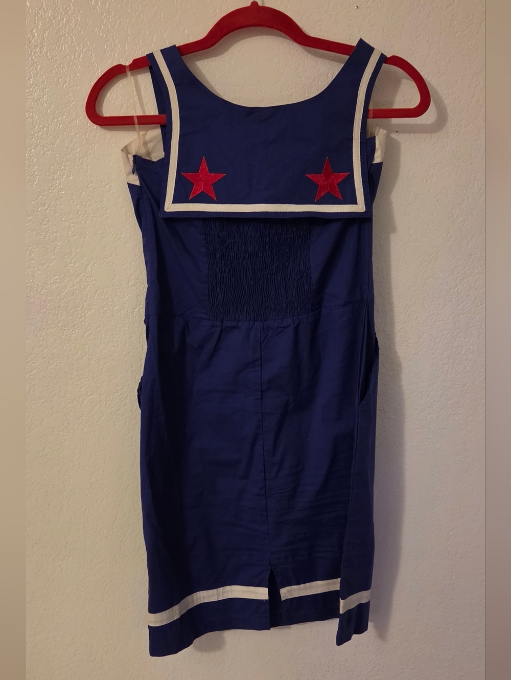 Sourpuss Navy Blue & White Sailor Mini Dress with Red Bow - Picture 2 of 2